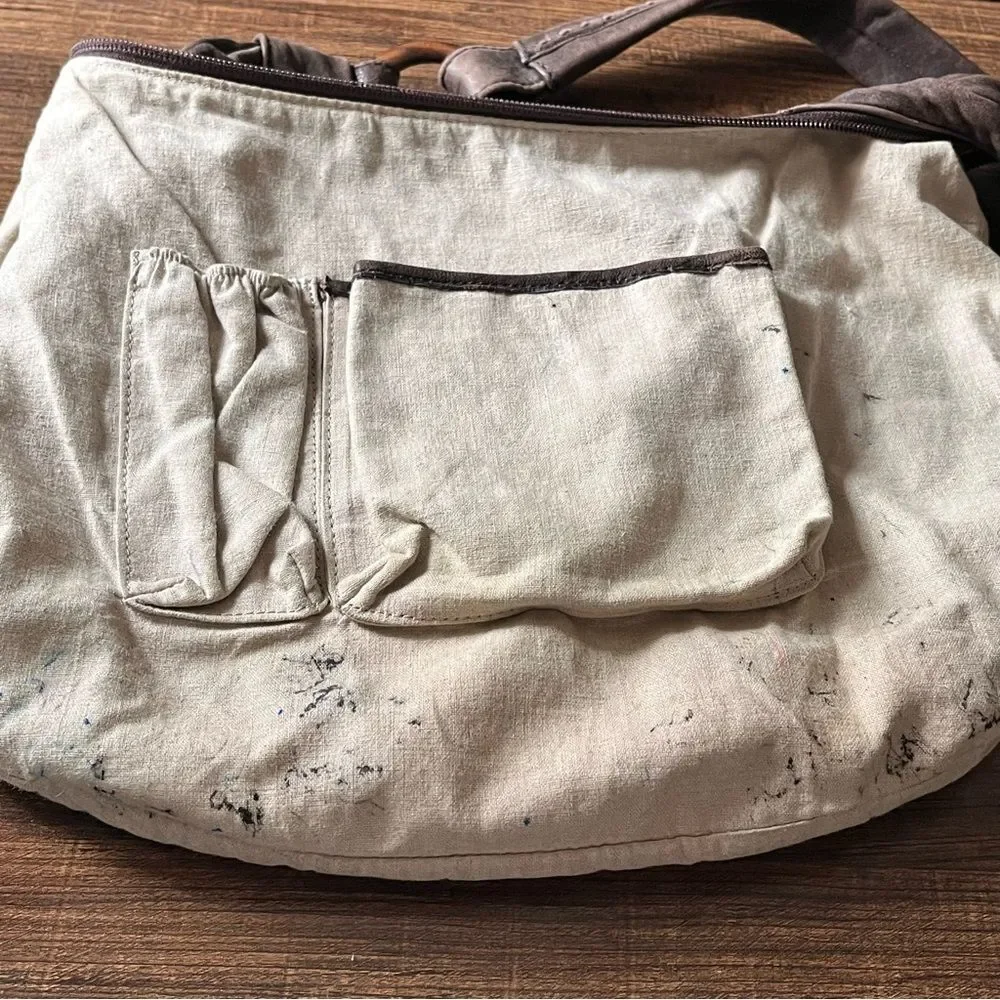 J. Jill Brown Soft Glove Leather Hobo Slouchy Shoulder Bag with Zip Top *Flaw